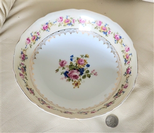 Goldcastle porcelain Japan round serving bowl in Hostess floral design, collectible porcelain
