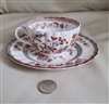 Copeland Spode Indian Tree teacup and saucer with orange earth toned transferware