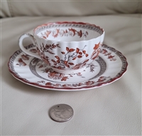Copeland Spode Indian Tree teacup and saucer with orange earth toned transferware