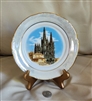 Vintage Nurnia Spanish porcelain decorative plate with Catedral de Burgos and lusterware border