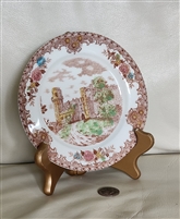 Vintage kitchen accessory Brownand Richie English castle porcelain plate colorful transferware