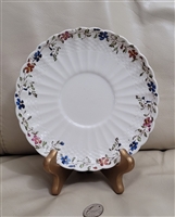 Spode Wicker Dale floral porcelain underplate with scalloped embossed wicker edges