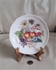 Set of six vintage Spode Reynolds earthenware saucers with colorful fruit and blossom harvest design