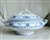 Vintage Burleigh Ware Radford porcelain white and blue covered vegetable dish crazing present