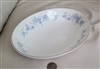 Royal Doulton Michelle pattern fine bone porcelain oval vegetable serving bowl with blue floral sprays and platinum rim