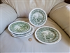 Salem Heirloom Green porcelain Sale luncheon plates set in a beautiful landscape design