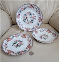 Antique Noritake Berkeley 1912 three piece porcelain dinnerware set showing dinner plate salad plate and soup bowl