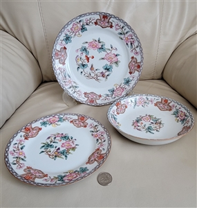 Antique Noritake Berkeley 1912 three piece porcelain dinnerware set showing dinner plate salad plate and soup bowl