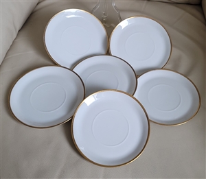 Rosenthal White and Gold 5-7/8 inch Porcelain Saucers Set of 6