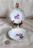 Vintage German small porcelain serving, storage, 2 bowls in floral design,  lustrewear.