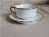 Haviland Limoges France elegant teacup and saucer white and gold decor over white porcelain