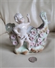 Vintage Unitase Japan cherub bowl with pink high-relief cherry blossoms