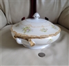 Antique Noritake hand painted floral covered vegetable dish with gold trim