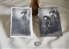 Set of 2 antique real photo postcards of Edwardian women in white lace dresses and hats