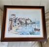 Lucien Delarue Place du Tertre Montmartre vintage offset lithograph Sacre Coeur architecture frame