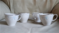 Sarita by Noritake porcelain 4 teacups in baby blue floral design