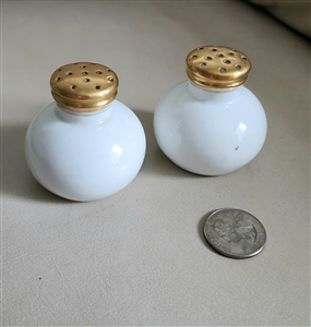 Vintage Salt and pepper shakers Bavaria porcelain in white and gold color decor