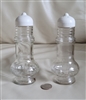 Preowned vintage tall ribbed industrial glass salt and pepper shakers set