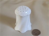 Antique Rosenthal Germany white embossed porcelain sugar sifter with Victorian swirl pattern scalloped base and historical RC backstamp