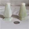 Onyx salt and pepper shakers brown green colors vintage table setting accessory