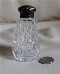 Cut glass Starburst shaker silver topper