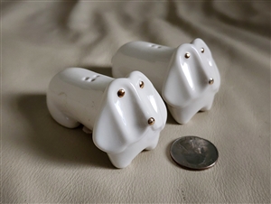 Adorable White Dachshunds porcelain shakers home decor
