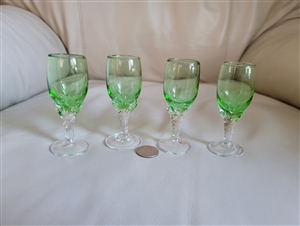 Green and clear glass elegant shotglasses