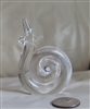 1980s clear art glass snail figurine paperweight with raised head and spiral shell preowned