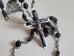 Vintage rosary Italy metal and wooden beads spiritual vintage gifts