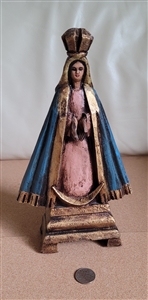Lady of Fatima antique wood carving art sculpture home decor eclectic display