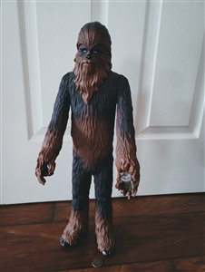 Star Wars Chewbacca 2014 Jakks Pacific 20 inch tall standing figure shown with reference coin