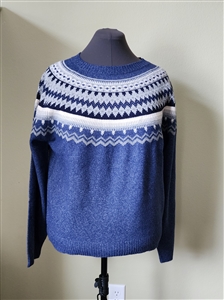 Original Waterproof Vintage Co Ferlisle warm sweater LG in blue black and white colors loose fit design