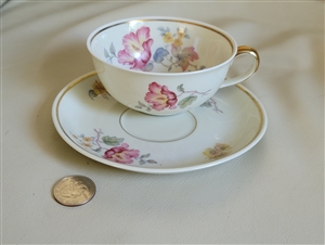 Floral elegant cup and saucer Johann Haviland porcelain in elegant floral pattern collectible