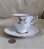 Vintage porcelain C-101 Order of Eastern Star OES hand painted teacup and saucer set with gold trim made in Japan 1950s