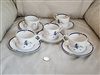 Melon Bud Gorham teacups and saucers porcelain set of 5 in elegant colorful pattern