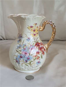 Antique Royal Rudolstadt Prussia Hand Painted Floral Porcelain Chocolate Pot Germany