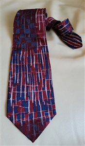 antani collezioni necktie italy handmade 100% silk geometric tie burgundy blue fashion accessory collectible mens