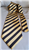 Pre-owned vintage Giorgio Armani 100% silk tie with gold and black diagonal stripes, handmade in Italy.
