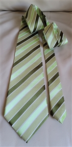 Pre-owned vintage Giorgio Armani 100% silk tie with vibrant multicolor diagonal stripes, handmade in Italy