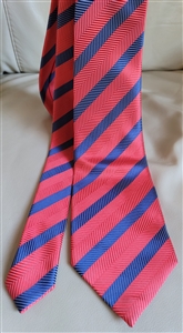 giorgio armani men's handmade silk tie striped pink blue 1996