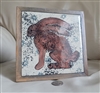 Handmade ceramic art tile jackrabbit trivet wood frame home decor