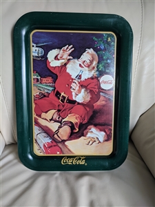 Coca-Cola commemorative Santa Claus tin serving tray made in 1974