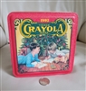 Crayola 1992 Christmas Holidays themed tin box storage.