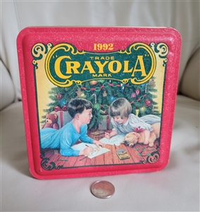 Colorful Holiday wishes 1992 Crayola tin box