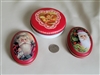 Set of 3 tin boxes with Santa and Cherub holiday season decorative display and collectible decor