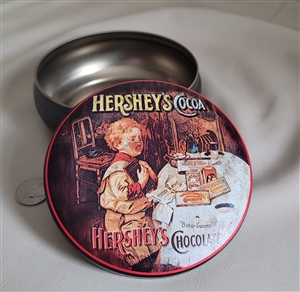 Vintage Hershey's Cocoa round lidded tin Boston Warehouse kitchenware collectible