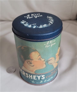 Vintage 1980 Hershey's Milk Chocolate A Kiss For You round storage tin advertising collectible
