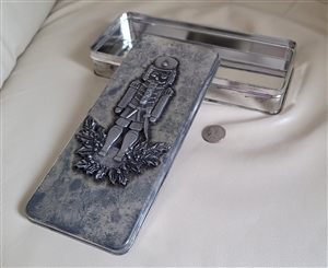 Vintage Metzke pewter Nutcracker large tin box