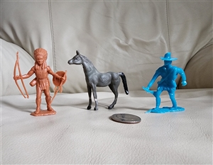 Wild West colorful cowboy Native American and horse toys standing figure