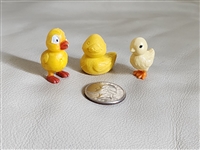 Three miniature yellow ducks vintage gifts and home decor